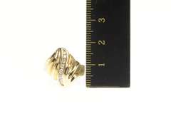 14K Yellow Gold 0.15 Ctw Diamond Wavy Grooved Statement Ring