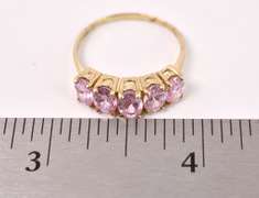 Sparkling Pink CZ Ring in 10K Yellow Gold