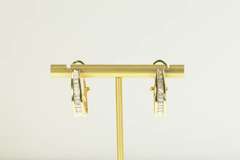 14K Yellow Gold 1.28 Ctw Baguette Diamond Hoop French Clip Earrings
