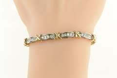 10K White Gold 1.75 Ctw Two Tone Diamond X Tennis Bracelet