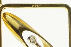 18K Yellow Gold Diamond Abstract Geometric Square Statement Pendant