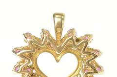 14K Yellow Gold Pink Tourmaline Cluster Heart Love Symbol Pendant