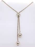 Italian 925 Sterling Silver Rope Chain Necklace with Ball Charms