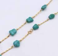 Wonderful Yellow Gold Turquoise Station Necklace