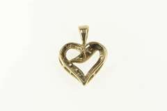 10K Yellow Gold 0.15 Ctw Classic Curvy Wavy Heart Love Pendant