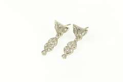 14K White Gold 0.80 Ctw Art Deco VS Diamond Orante Dangle Earrings