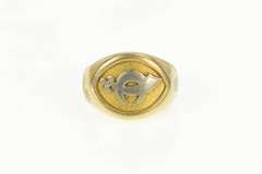 10K Yellow Gold 1940's Shriners Masonic Enamel Ornate Men's Ring