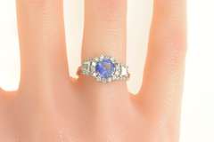 Platinum 1.55 Ctw Tanzanite Diamond Halo Engagement Ring
