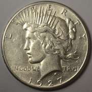 1927 Peace Silver Dollar Better Date, AU.
