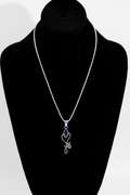 .925 Sterling Silver Pendant w/ Iolite Gem Stones 54mm x 15mm