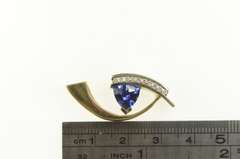 14K Yellow Gold 2.41 Ctw Trillion Sapphire Diamond Abstract Pendant