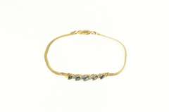 14K Yellow Gold Marquise Sapphire Diamond Accent Chain Bracelet