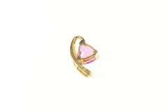 14K Yellow Gold Trillion Pink Sapphire Solitaire Statement Pendant