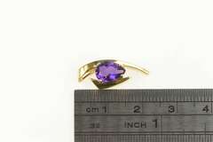 14K Yellow Gold Pear Amethyst Geometric Bypass Statement Pendant