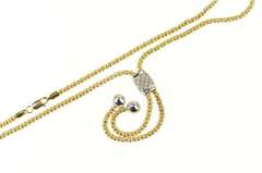 14K Yellow Gold 0.56 Ctw Diamond Popcorn Bolo Tassel Fringe Necklace