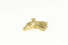 14K Yellow Gold Horse Head Equestrian Dressage Racing Pendant