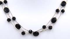 Vintage 925 Sterling Silver Black Onyx Multi Strand Necklace