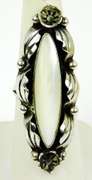 Elaborate Signed Navajo Sterling Mother of Pearl Ring, 6.5