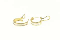 14K Yellow Gold 1.28 Ctw Baguette Diamond Hoop French Clip Earrings