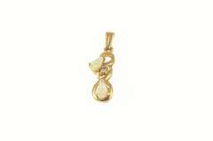 14K Yellow Gold Pearl Natural Opal Diamond Accent Pendant