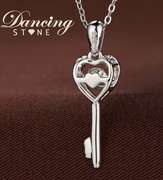 Elegant heart key pendant with center Stone dancing