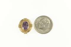 10K Yellow Gold Oval Grooved Amethyst Slide Bracelet Charm/Pendant