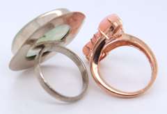 Lot of 2 Vintage 925 Sterling Silver Gemstone Rings