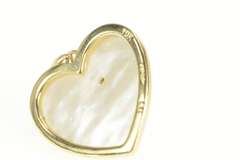 10K Yellow Gold Mother of Pearl Heart Love Ruby Diamond Flower Pendant
