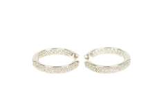 14K White Gold 1.34 Ctw Pave Diamond Inside Outside Hoop Earrings