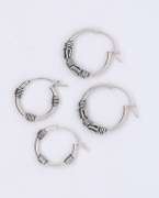 Group Lot of 2 Vintage 925 Sterling Silver Hoop Earrings