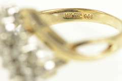 14K Yellow Gold 1.00 Ctw Diamond Cluster Bypass Statement Ring