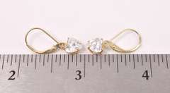 Lovely Heart CZ Earrings in 14K Yellow Gold