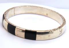 Vintage 925 Sterling Silver Black onyx Bangle Bracelet