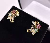 Vermeil Multi-Gem Flower Earrings