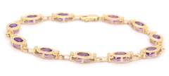 Charming Yellow Gold Amethyst Bezel Bracelet