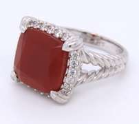 Judith Ripka Sterling Silver Red Carnelian Ring