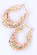 Pleasing Tri Color Gold Hoop Earrings
