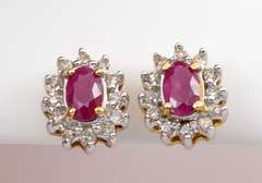 Cute Ruby & Diamond Earrings