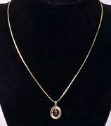 Elegant Ruby and Diamond Pendant Necklace in 14K Yellow Gold