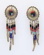 Vintage Sterling Silver American Indian Dangle Earrings