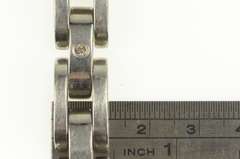 Stainless Steel 14k Gold Two Tone Diamond Geometric Link Bracelet