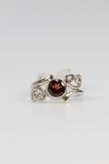.925 Sterling Silver Ring Garnet Gemstone Ring Size 6.5