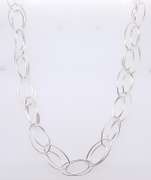 925 Sterling Silver Double Circle Long Necklace
