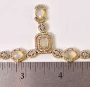 Marvelous 7.00CTW Ethiopian Opal W/ Fire & 5.00CTW Diamond Necklace in Gold Plated Sterling Silver