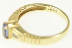 14K Yellow Gold Tanzanite Channel Set Diamond Grooved Vintage Ring