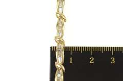 10K Yellow Gold 1.00 Ctw Baguette Diamond Oval Link Tennis Bracelet