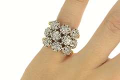 18K Yellow Gold 1.40 Ctw Sonia B Diamond Flower Chain Band Ring