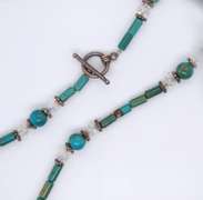 Turquoise and Crystal Vintage 925 Sterling Silver Necklace