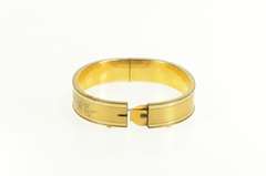 Gold Filled Squared Floral Pattern Engraved Bangle Bracelet