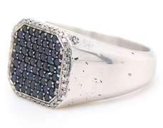 Effy Gents 1.20ctw Sapphire and 0.15ctw Diamond Ring in Sterling